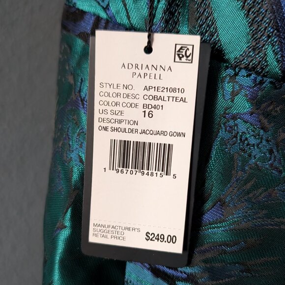 NWT Adrianna Papell Women's One-Shoulder Gown - Sz 16 - Picture 5 of 8